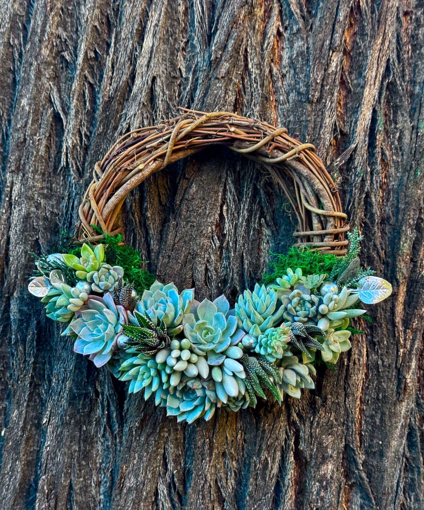 Frosted Blue Grapevine Wreath