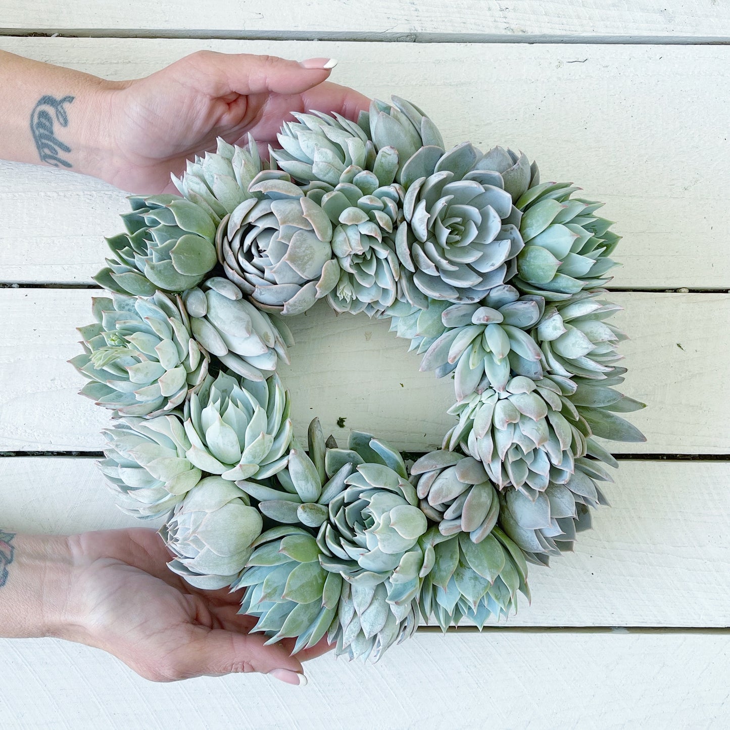 Beach Cottage Wreath in Shades of Blue Succulent Wreath