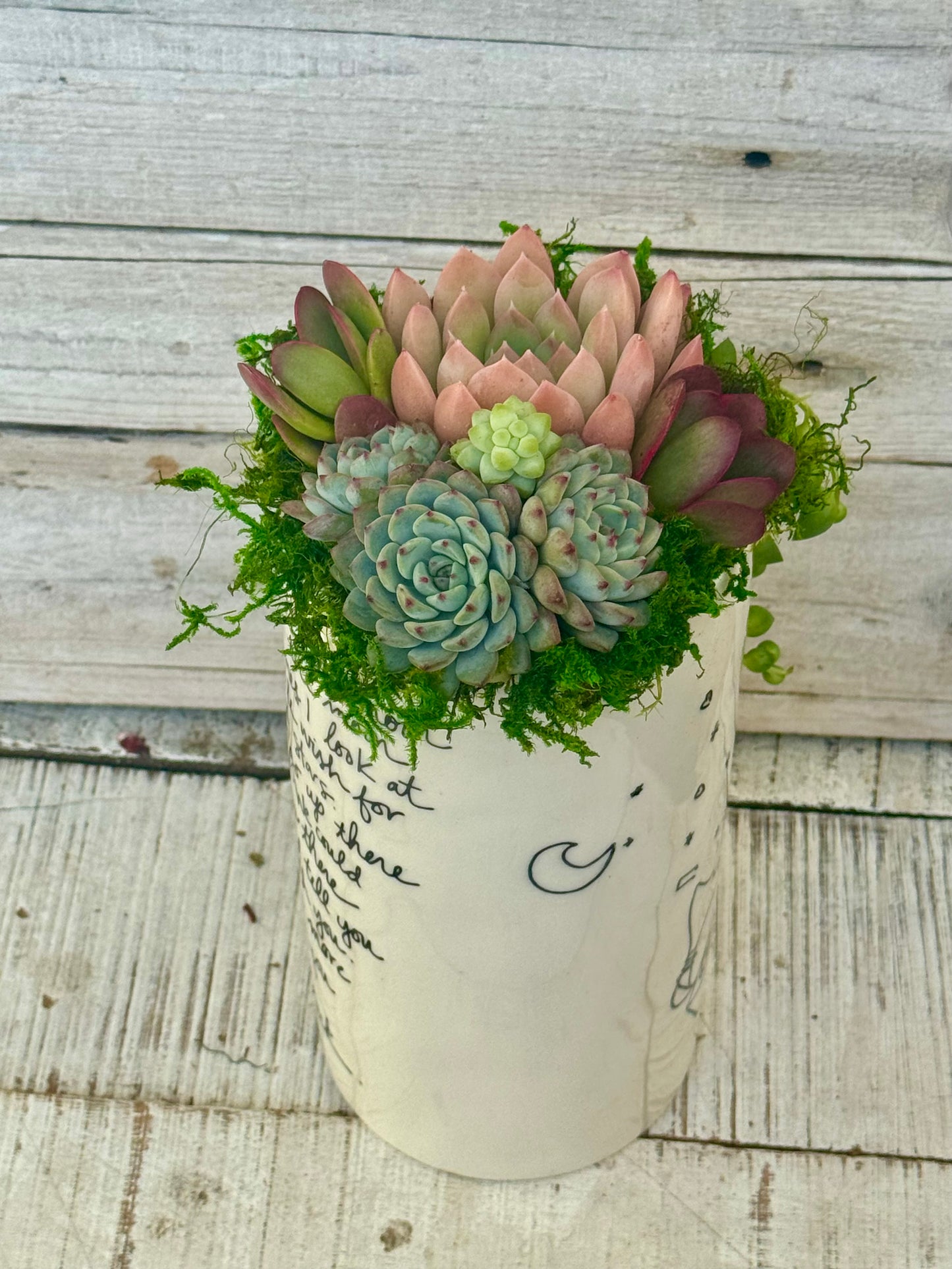 Love Letter Vase Planted With Succulents
