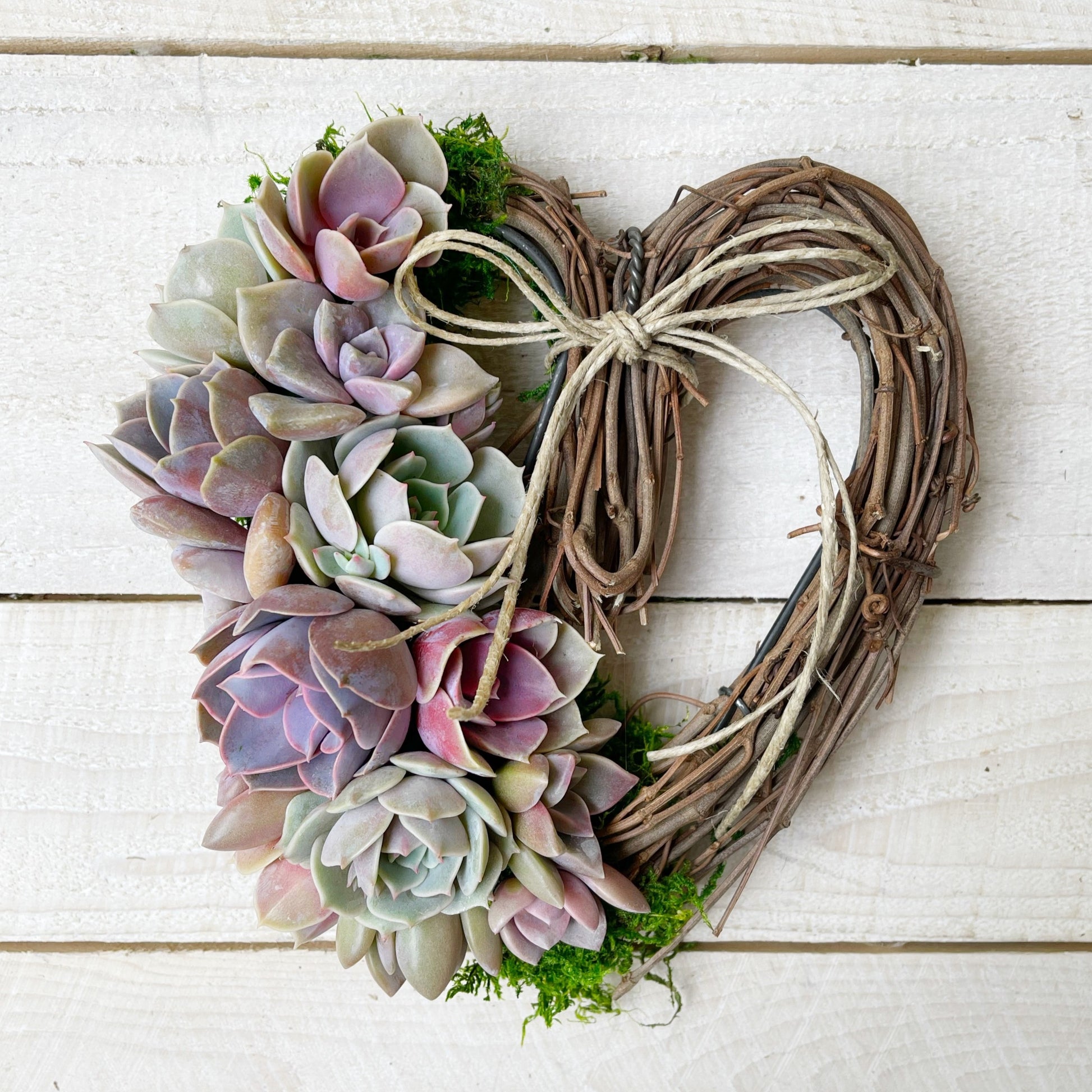 Rebecca Heart-Shaped Grapevine Wreath Trimmed With Succulents