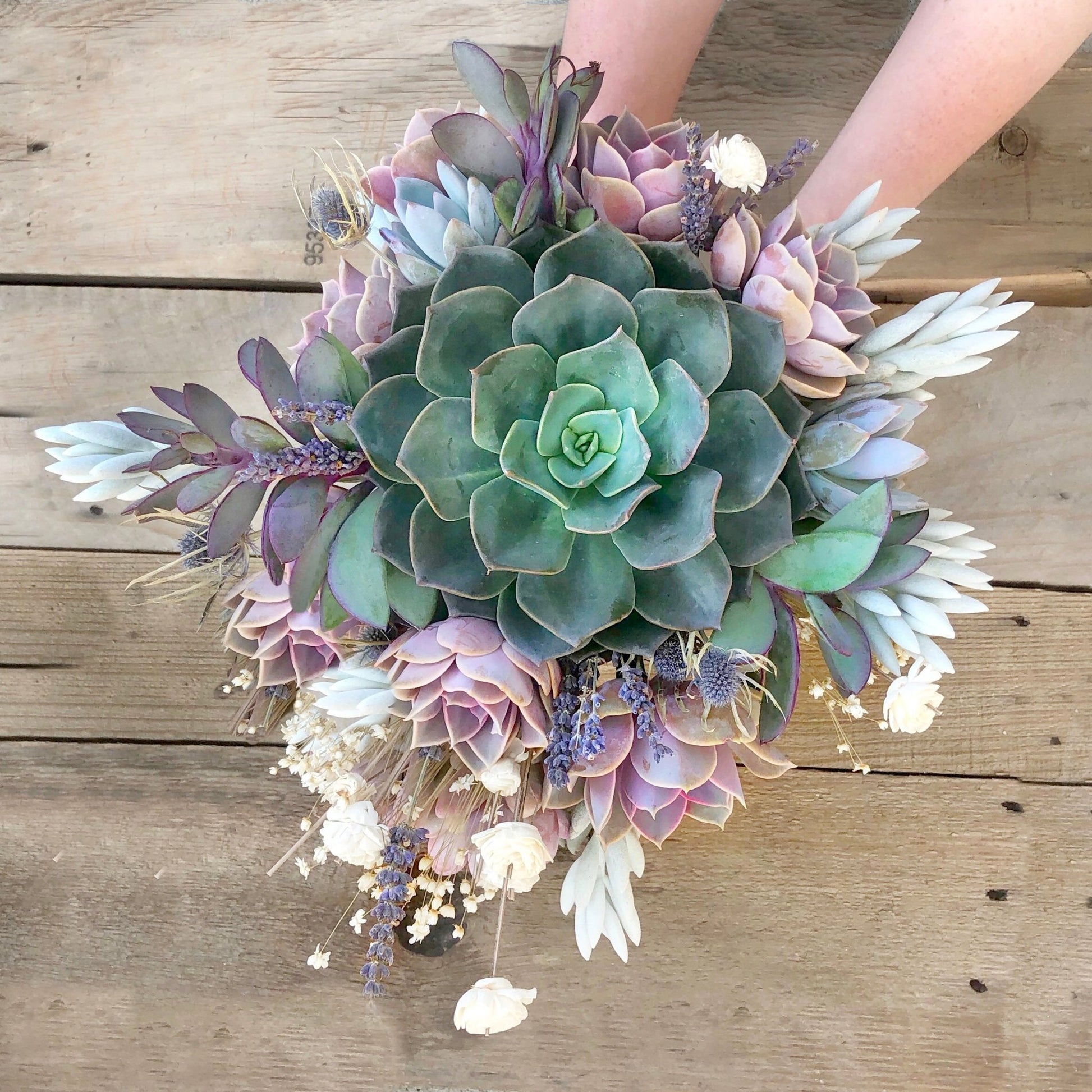 cascading succulent bouquet Cascading Wedding Bouquet
