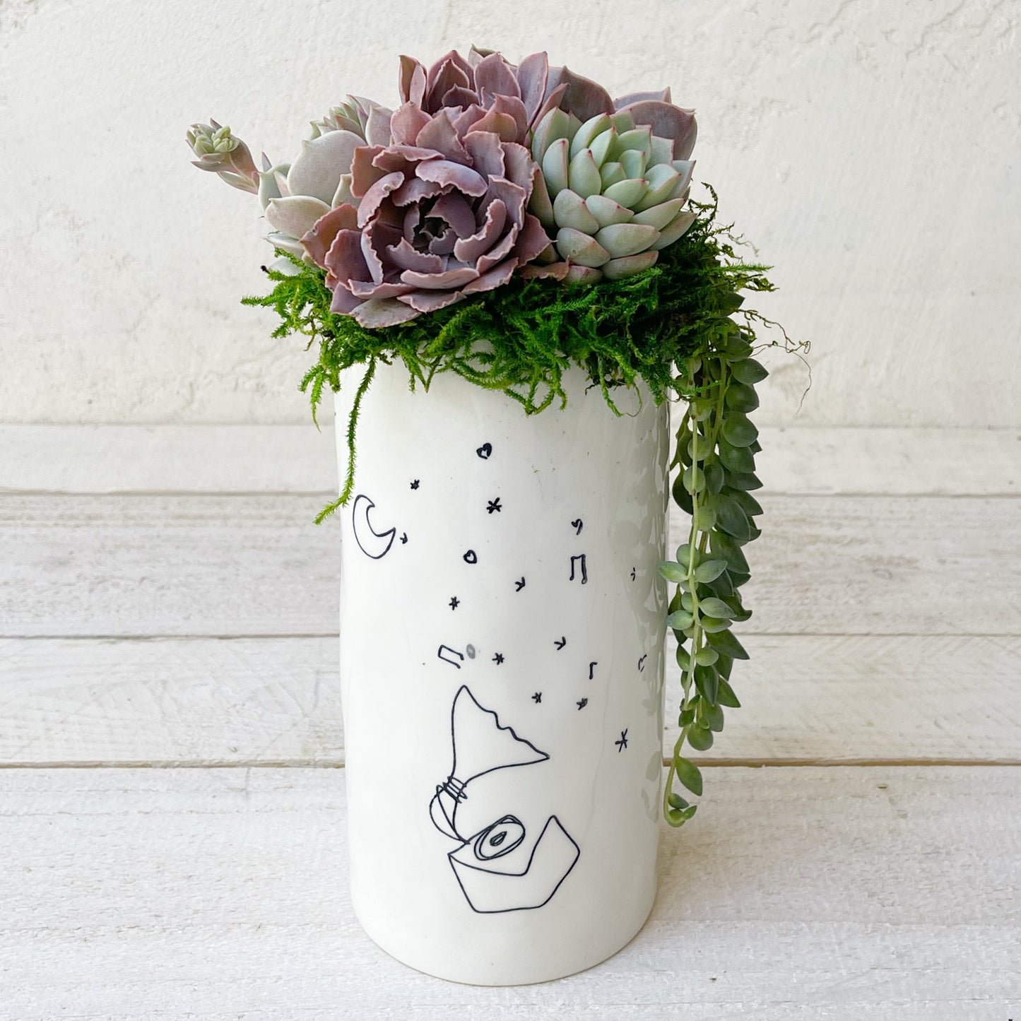 Love Letter Vase Planted With Succulents.