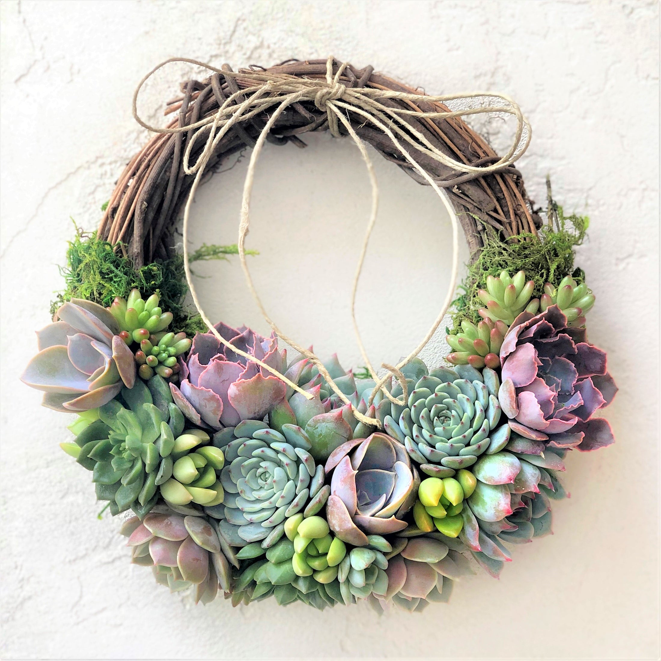 Lorelei Grapevine Wreath Trimmed With Succulents – Succulent Artworks