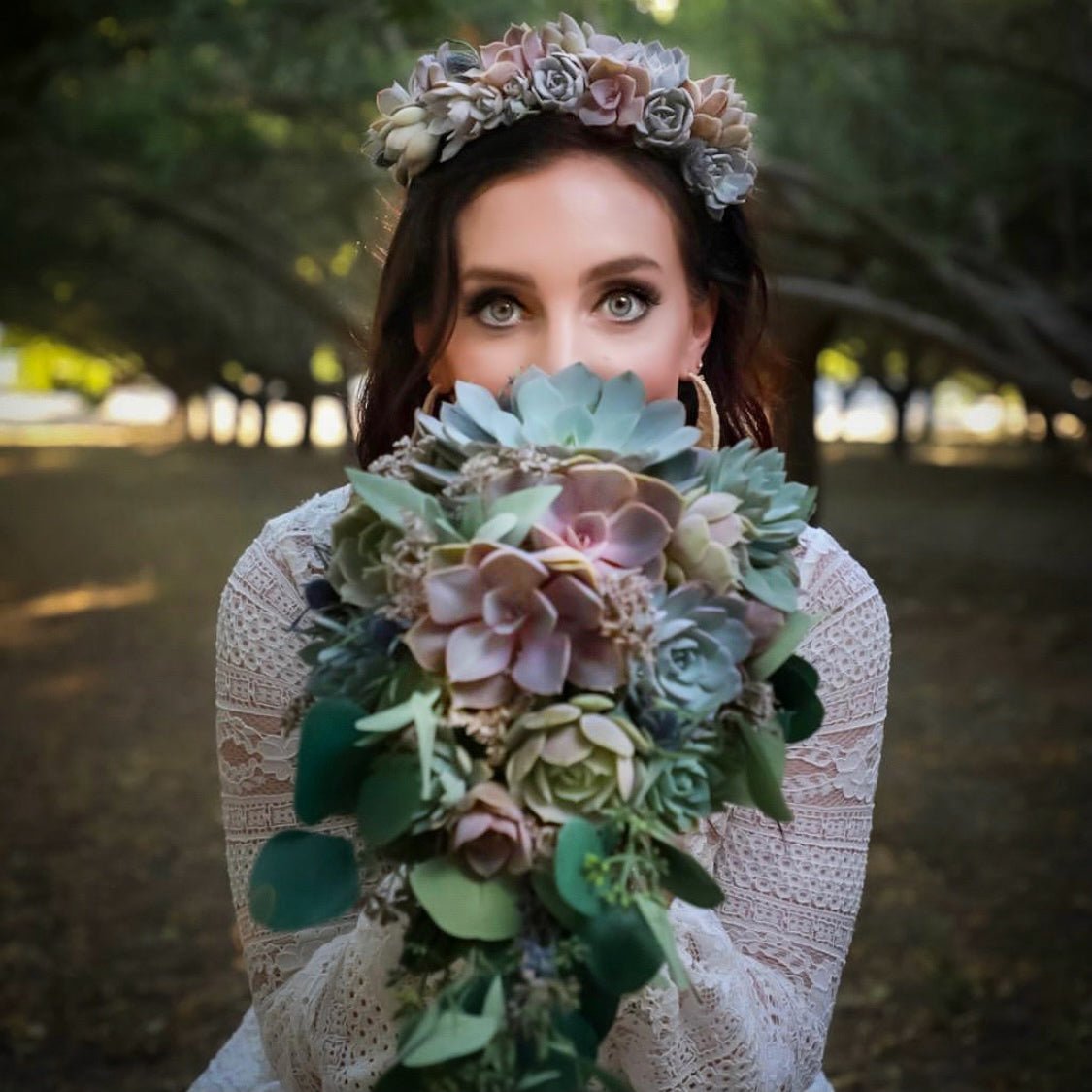 succulent cascading Cascading Wedding Bouquet